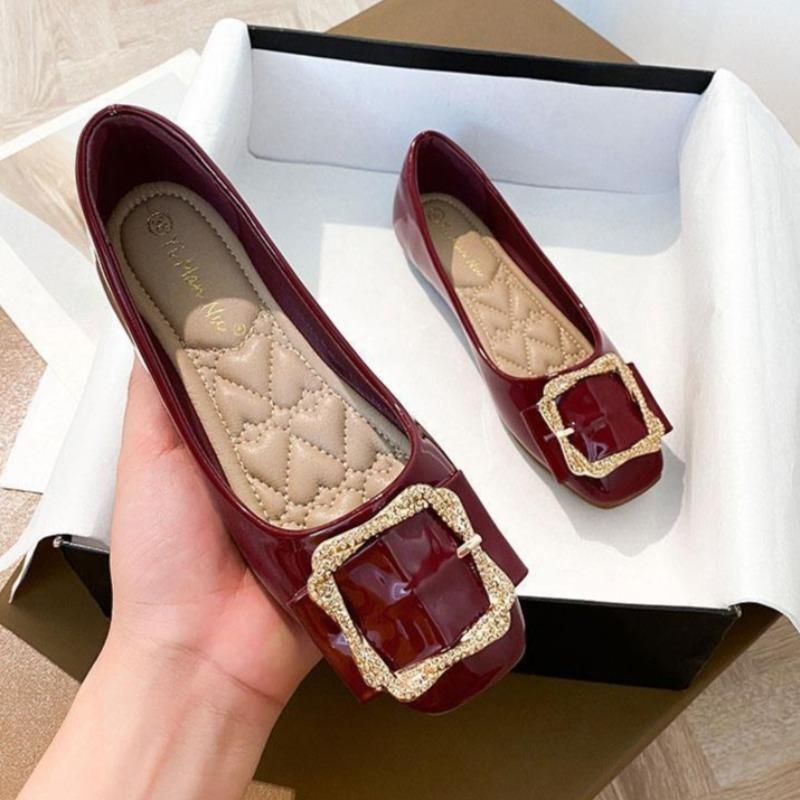 Fashion Red Women's Flat Shoes Pointed Toe Bride with Discount Ladies Footwear Cheap Clearance Elegant and Fashionable Casual Stylish 39