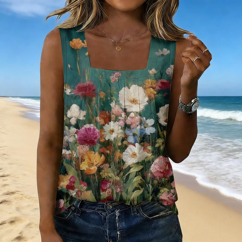 Women's Fashionable Casual Vintage Print Tank Top