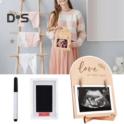 Ultrazvukový fotorámeček Dekorace na plochu Dřevěný sonogram pro miminko Fotorámeček Ornament Oznámení o těhotenství Nastávající matka Narození dítěte Na památku