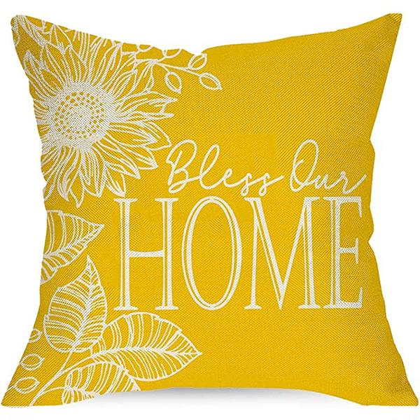 Summer Sunflower Pillow Case Linen Print Sun Flower Home Sofa Pillow Plant Flower Pillow