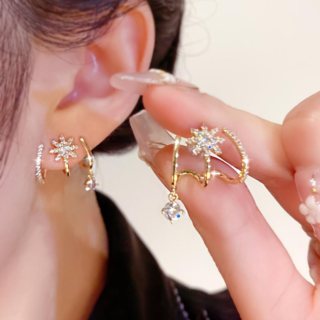 Popular Women's Stud Earrings/Stylish Luxurious Eight-Pointed Star Earrings/Unique Design Pair
