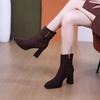 2025 Simple and Popular Platform High Heel Ankle Boots Women 2025 Winter Metal Buckle Suede Boots Sexy Party Autumn