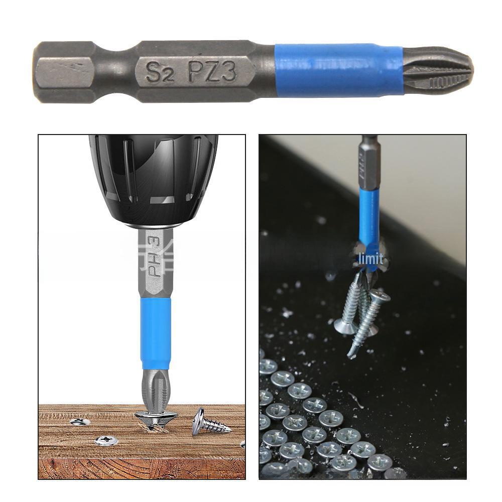 Non-slip S2 Steel Screwdriver Bit Set with Electric Cross Head. PH1/PH2/PH3/PZ1/PZ2/PZ3.