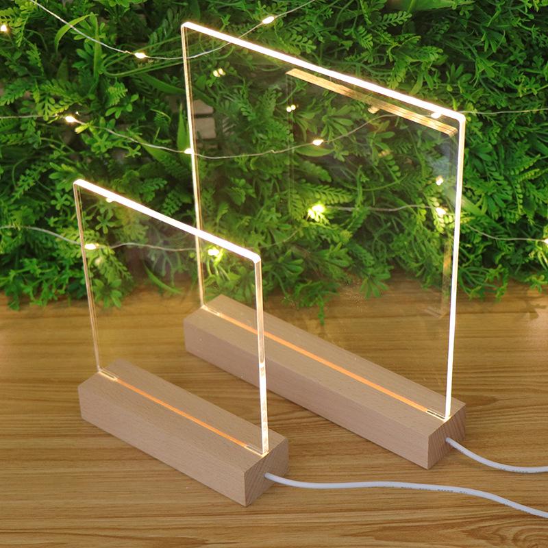 3D High-Transparency Atmosphere Night Light In Beech Wood with Uncarved Acrylic Board