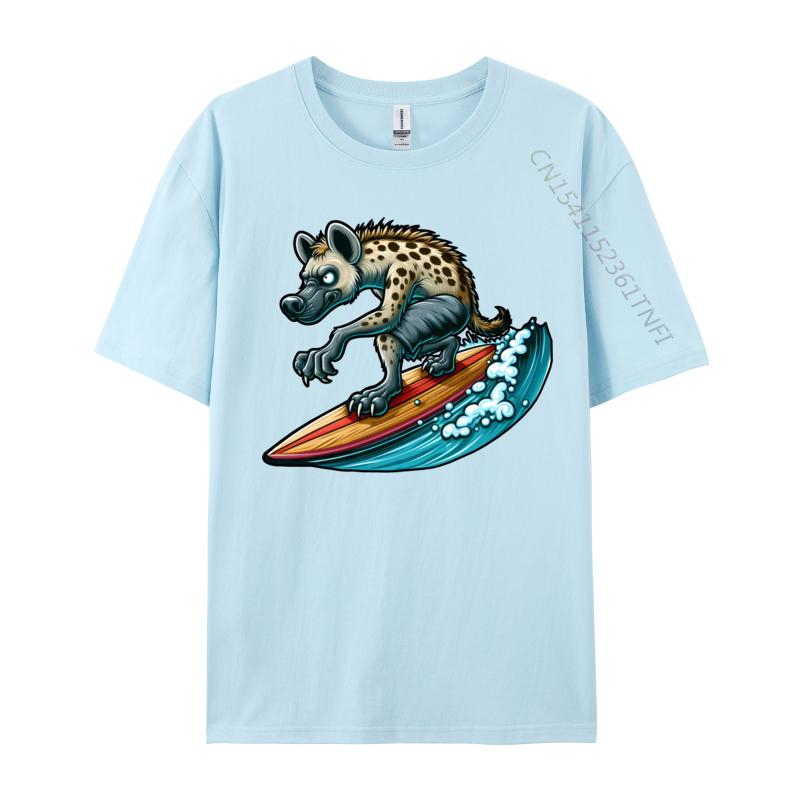Cool Hyena Surfing On A Surfboard Beach Fun Hot Sale Pánské tričko Casual Unikátní topy Tričko Bavlněné Normální Mikiny