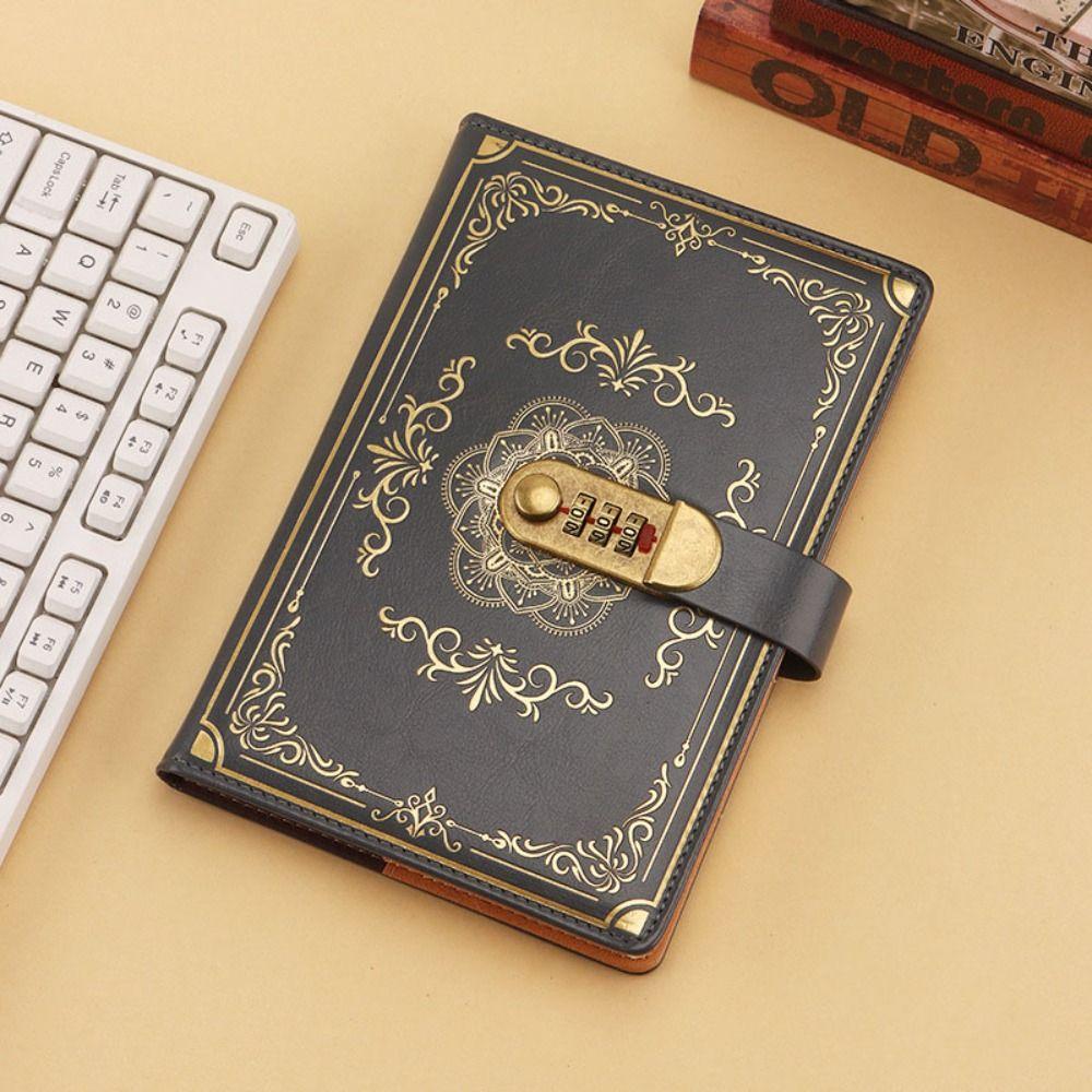 A5  100Sheets Diary Writing Pads PU Leather Lockable Secrets Journal  Students