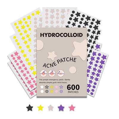 600 piezas/juego de parches para espinillas con forma de estrella, para eliminar el acné, invisibles y coloridos, para el cuidado de la piel, corrector, manchas faciales, herramientas de maquillaje y belleza