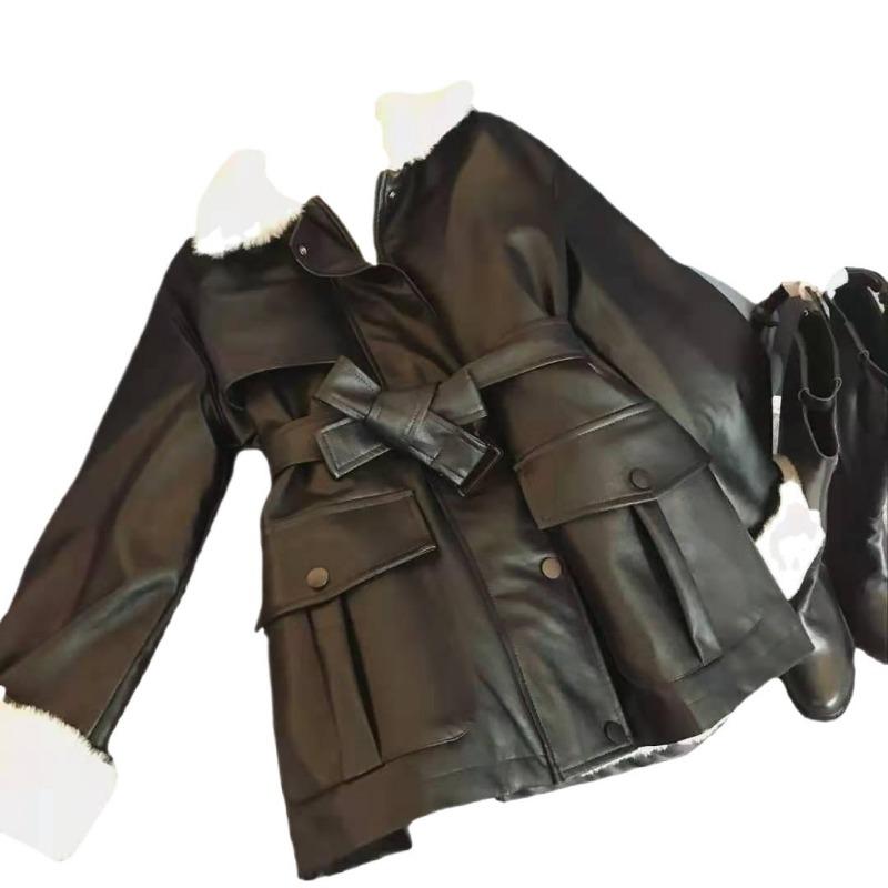 Lamb Fur Jacket Women's Winter New Loose Velvet Thickened Retro Pu Locomotive Clothing