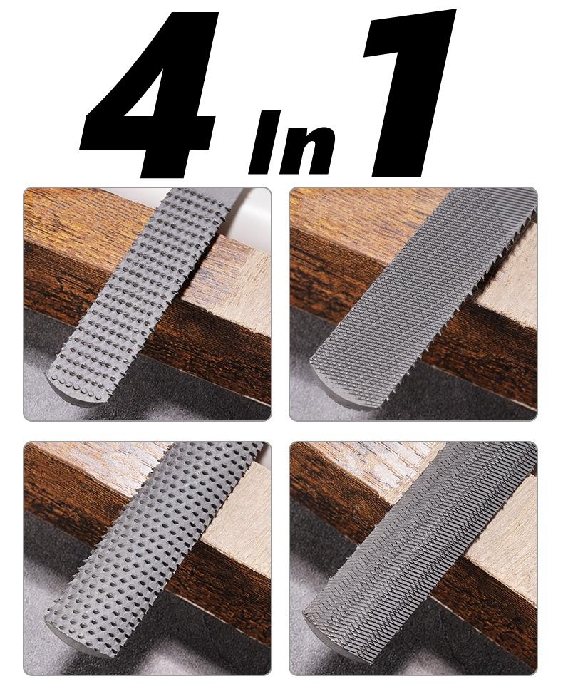 Xiaomi 4 in 1 Wood Rasp File, Premium Grade High Carbon Hand File and Round Rasp,Half Round Flat & Needle Files for Sharpening Wood