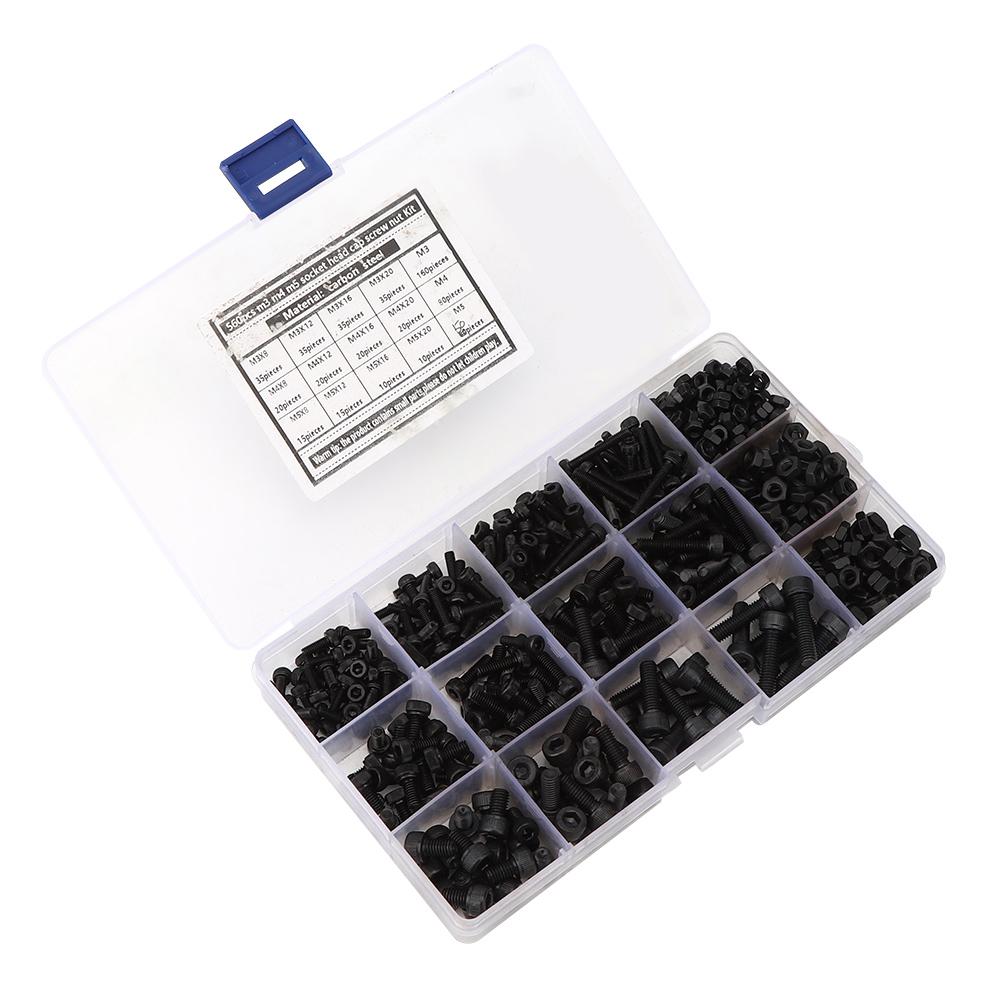 

560 шт. Винт с шестигранной головкой из углеродистой стали с цилиндрической головкой и гайкой, коррозионностойкий крепеж M3 M4 M5