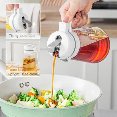 Olivenöl Spenderflasche, Automatische Flip-Ölflasche, Küchenglasbehälter für Sojasauce, Kaffeesirup - Kochöl-Spray, Auslaufsicher
