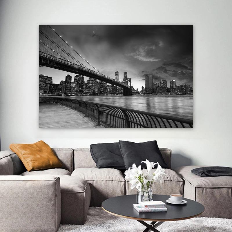 New York City Manhattan Posters Night Views Decorative Painting Wall Art Pictures Living Room Building Canvas Prints Home Decor