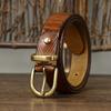 Belt Women's Retro Fashion Trends Distressed Embossed Washed Leather Pin Buckle First Layer Cowhide Jeans Belt Women's