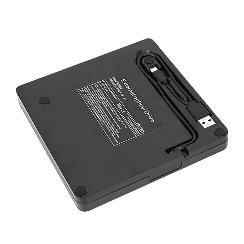 Portable USB 3.0 and Type C 2 Interfaces External DVD Drive, Fast Speed Data Transfer Writer for PC and Laptop