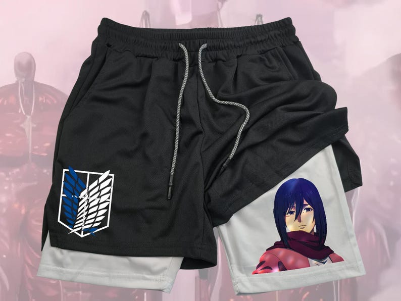 

Чоловічі спортивні шорти Attack on Titan | Швидкосихаючі дихаючі шорти для спорту та фітнесу, бігу та активного відпочинку | Валентинів подарунок M