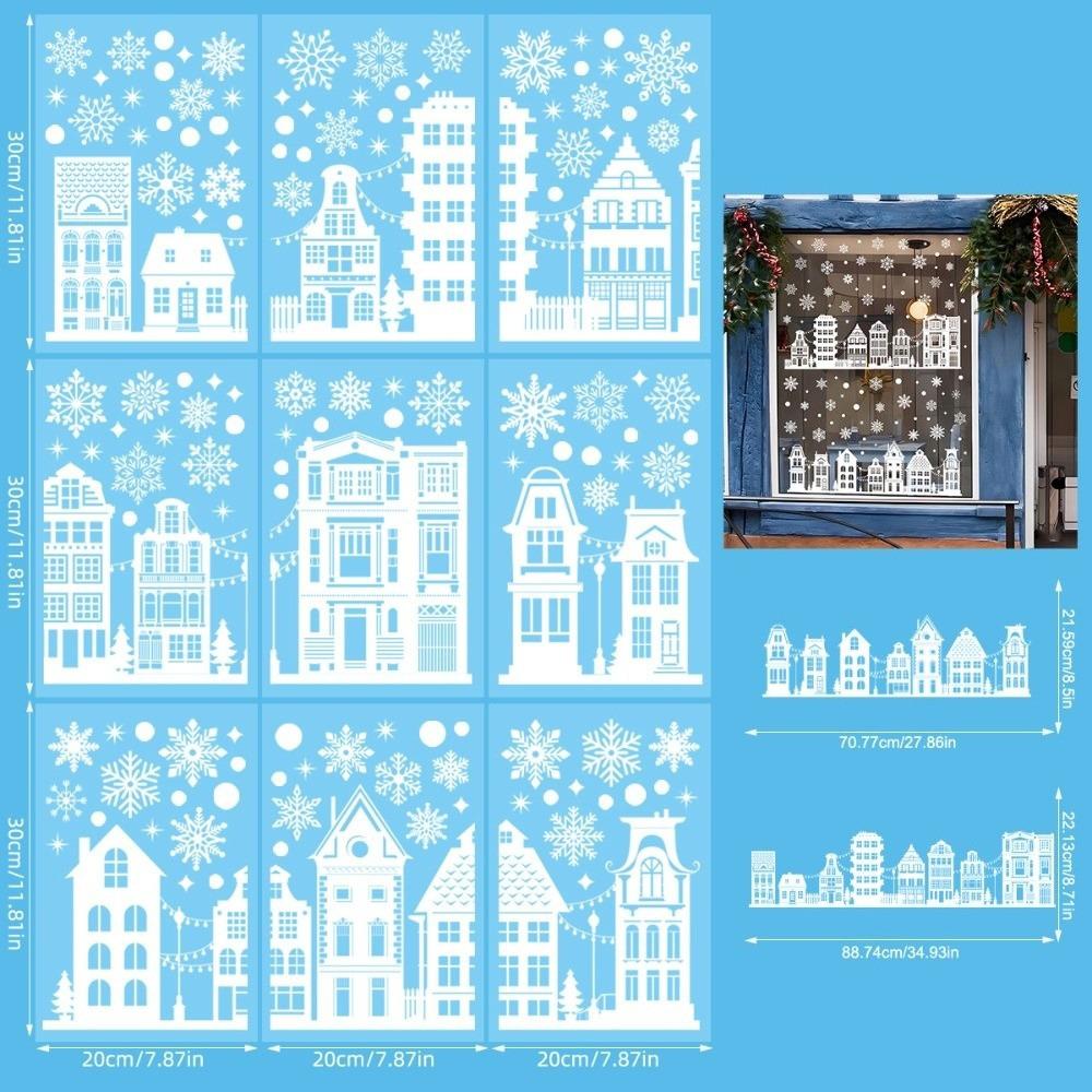 White Castle Christmas Window Sticker Self Adhesive Static Cling Decals Xmas Season