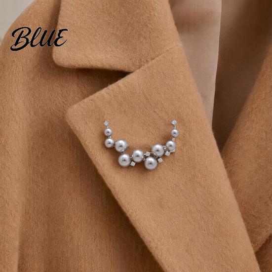 Imitation Pearl Pin Brooch Pin Curved Design Lapel Large