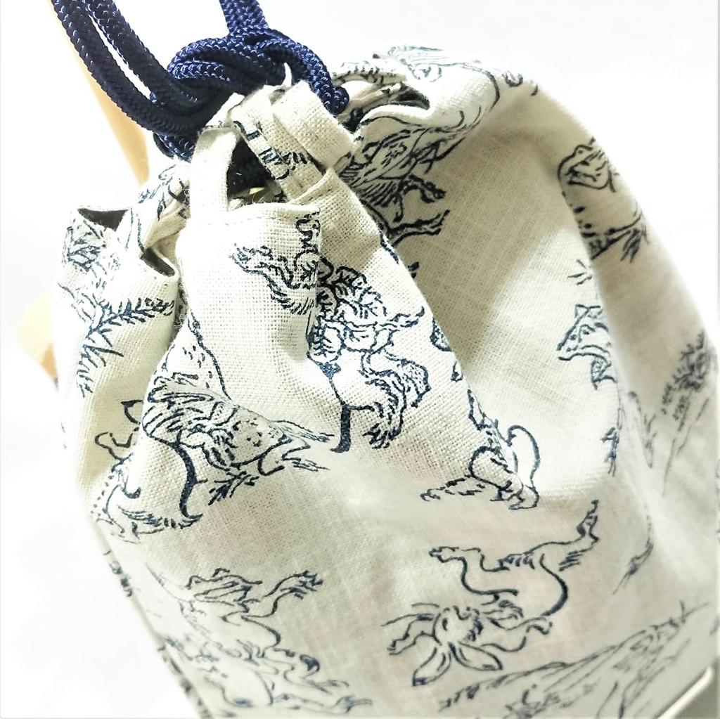 Maruzen Drawstring Shingen 20 X 28 X Featuring Japanese-made Bag, Style, 1.5 Cm, Choju-giga (animal Caricatures), White.
