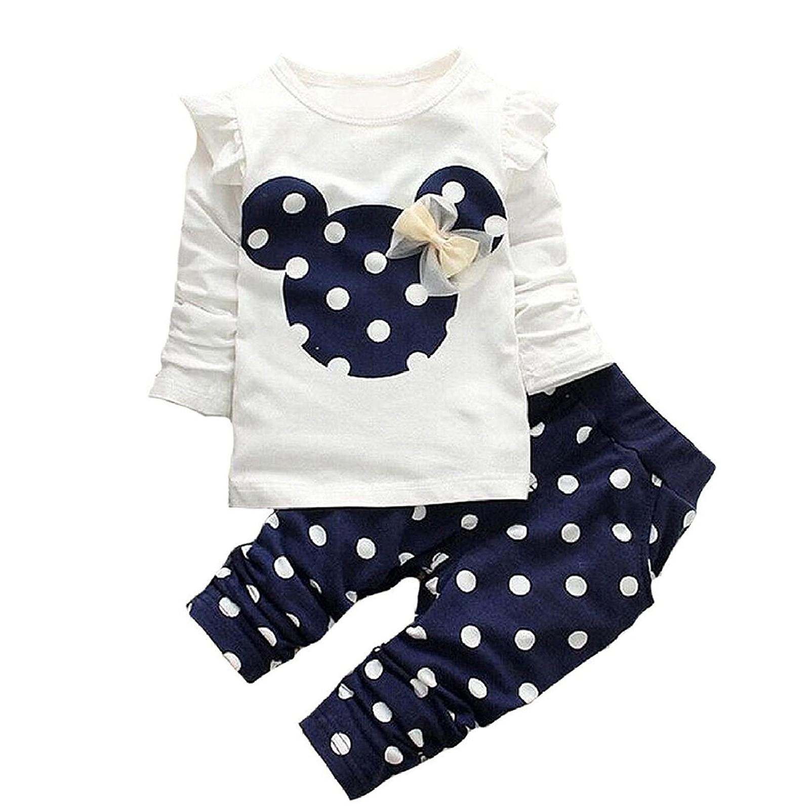 

Милый комплект одежды для маленьких девочек, футболка с длинным рукавом и штаны, детские наряды из 2 предметов 70 тёмно-синий