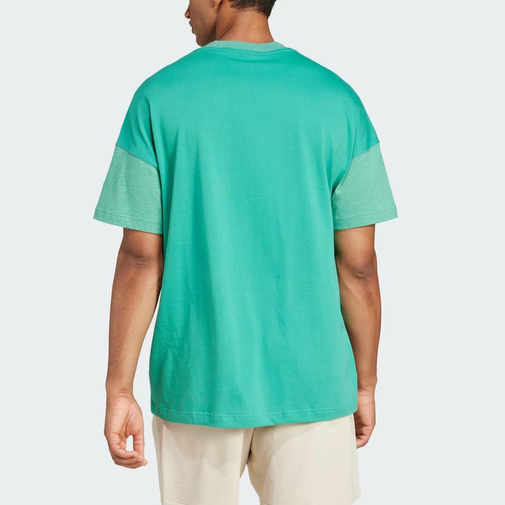 Adidas All Season Sportswear Comfortable Patchwork Loose Short Sleeve T-Shirt Men Tops Half-Court-Green JJ3676