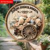 Rustic Floral Wooden Welcome Sign, Round Front Door Decor, Farmhouse Wagon Wheel Wall Hanging - Ideal Gift for Russian-Speaking Homeowners