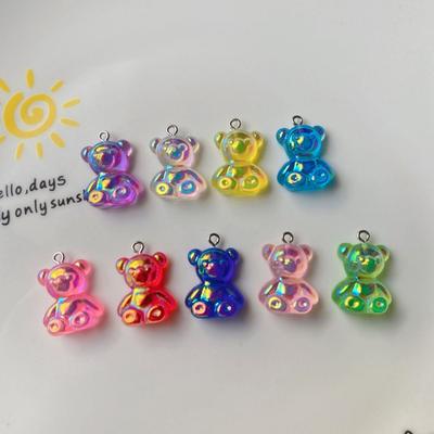 Resin Accessories Cartoon Colorful Bear DIY Earrings Keychain Bag Pendant Material