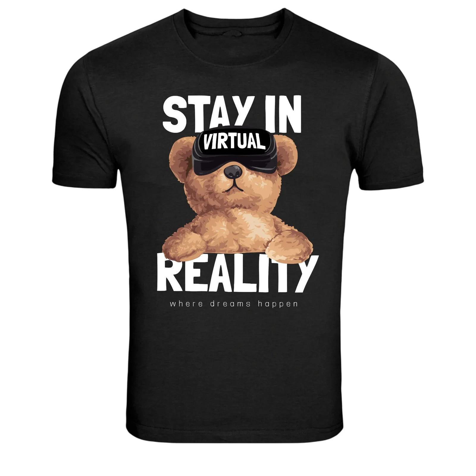 Stay In Virtual Reality VR Teddy Bear Graphic T-Shirt XL