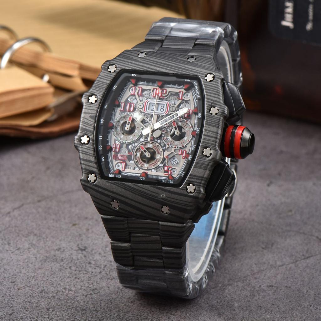 New Barrel-shaped Steel Belt Quartz Watch Six-pin Running Seconds Fashion Business Watch Men's Watch