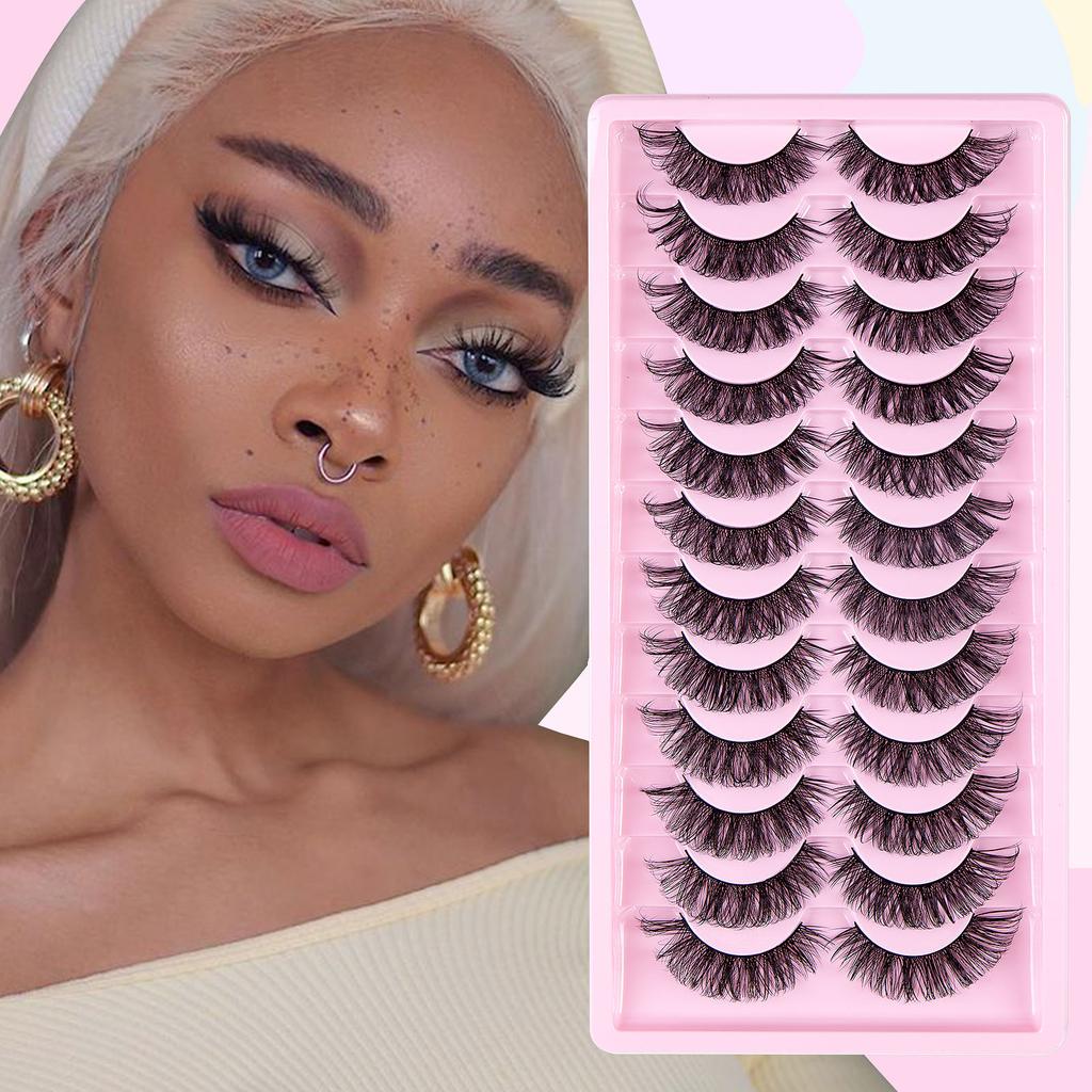 12 Pairs Of Man-Made Fiber False Eyelashes, Multi-Layer Curl Dd Big Curl Eyelashes