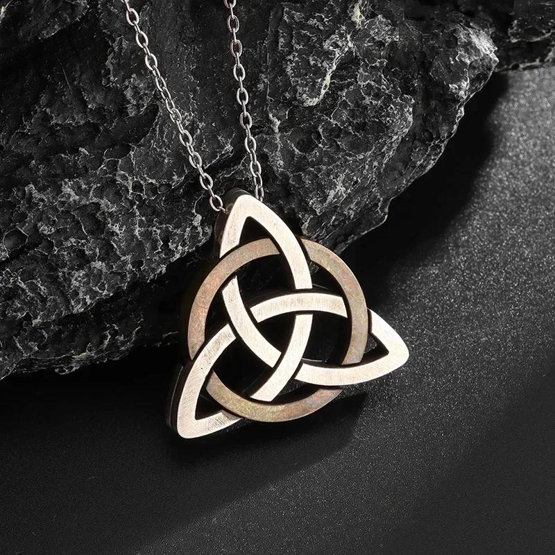 Celtic Trinity Knot Necklace Witchcraft Witch's Knot Stainless Steel Pendant for Women Men Charm Irish Lucky Amulet Jewelry