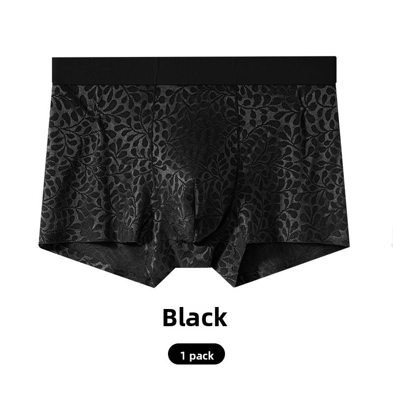 Men s Spring and Summer Thin New Style Ice Silk No Trace Breathable Sport Flat Angle Underwear L чёрный