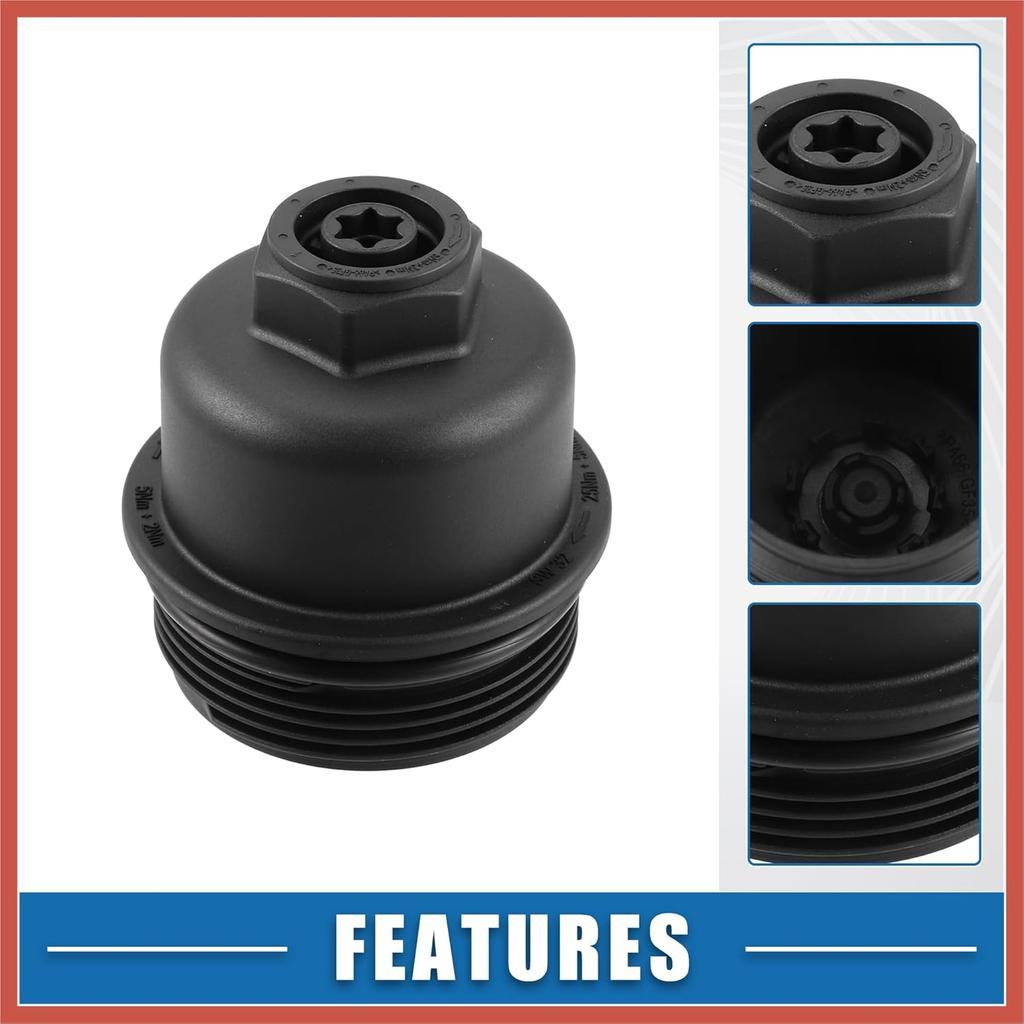 ACROPIX Engine Oil Filter Housing Cover Cap No.11428575907 for BMW X1 28i 2.0L 2016-2019 for BMW X2 2018-2019 Plastic Black Car Parts