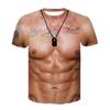 Herrenmode Lustiges muskulöses Männer-T-Shirt 3D-Druck-T-Shirt Lässiges Rundhals-Kurzarm-T-Shirt Übergroße, schnell trocknende Kleidung