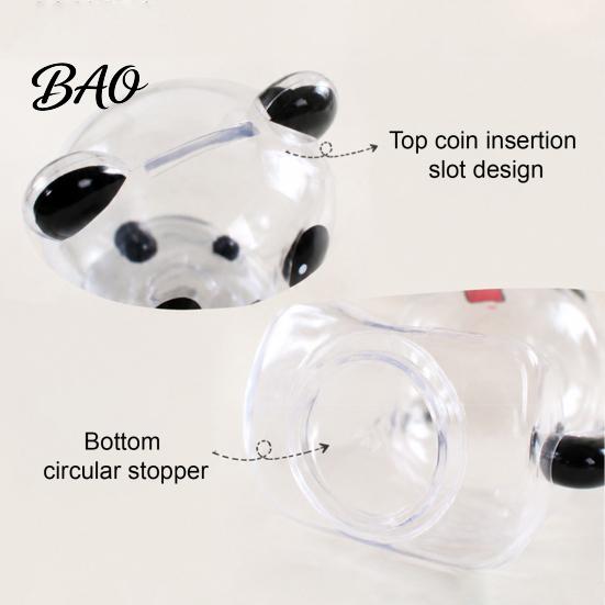 Plastic Piggy Bank Clear Panda for Kids, Cash Coin Bank, Money Saving Jar Box Decoration, Christmas Birthday Girls Boys Durable