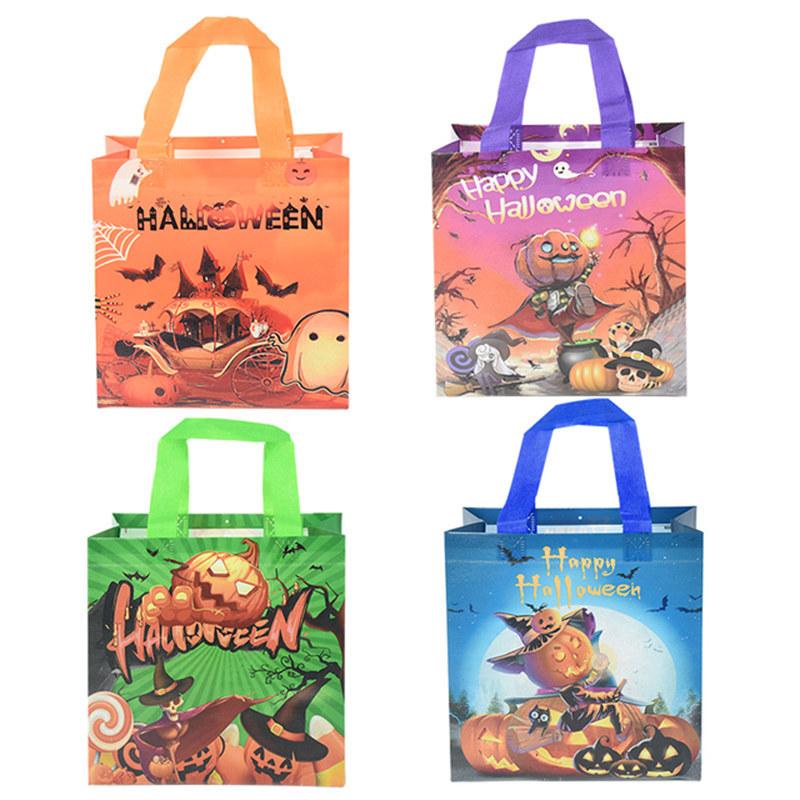 

4 шт., подарочный пакет из нетканого материала на Хэллоуин, упаковка для печенья, упаковка для закусок, сумка с ручкой, товары для Happy Helloween, подарочные пакеты для детей 4 PCS