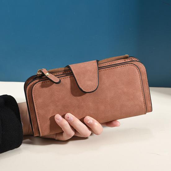 Women Long Wallet Large Capacity Card Holder Trifold Clutch Purse with Zipper Pocket 16 Card Slots ID Windows for Dates Work Party