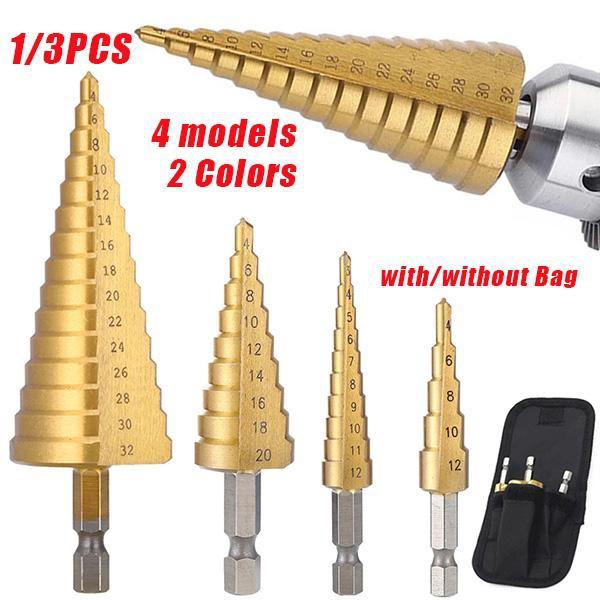 

3 шт. 3-12 мм 4-12 мм 4-20 мм 4-32 мм HSS ступенчатое сверло с прямой канавкой и титановым покрытием, дерево, металл, резак для отверстий, набор инструментов для колонкового сверления, деревообработка, металл