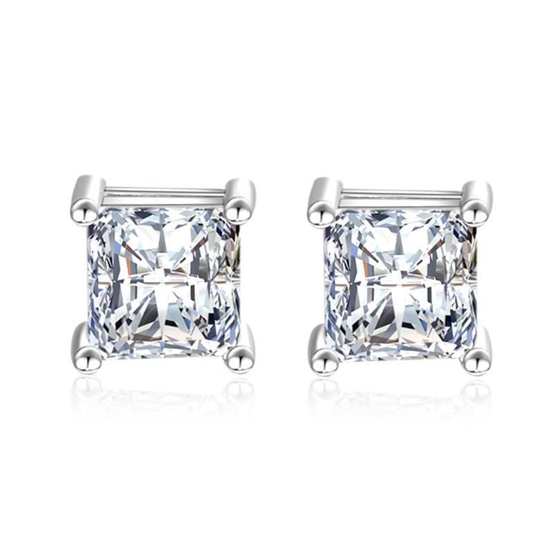 Sterling Silver S925 Zircon Six-Claw Earrings for Women