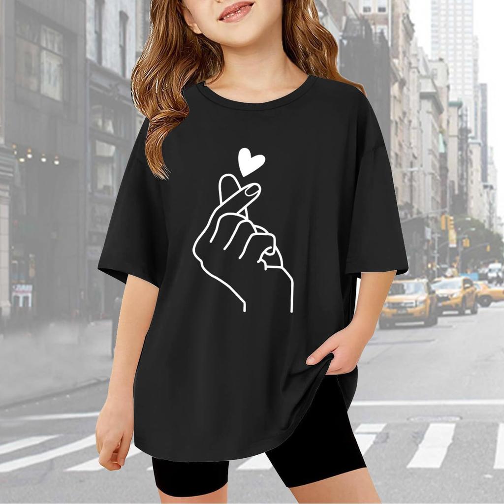 Kids Cute Fashion Short Sleeve Round Neck Printed Casual T-Shirt Top
