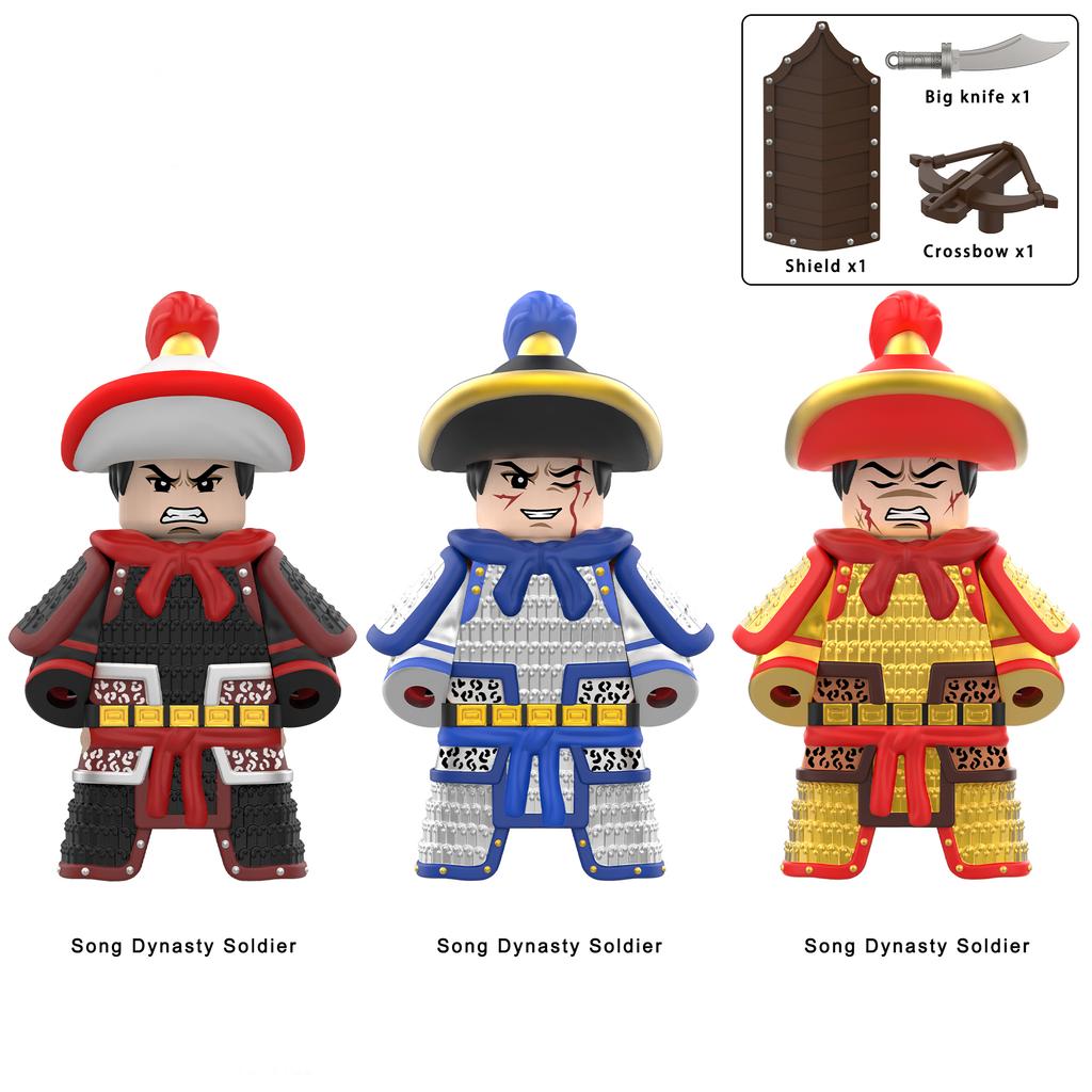 11pcs Ancient Chinese Hero Yue Fei General Military Armor Soldier Action Figures Building Block Sword Helmet DIY Brick Toy