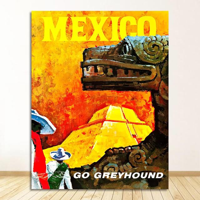 Poster Canvas Paintings Vintage Wall Kraft Posters Coated Wall Stickers Home Decorative Gift Mexico Mayan Pyramid Art Travel