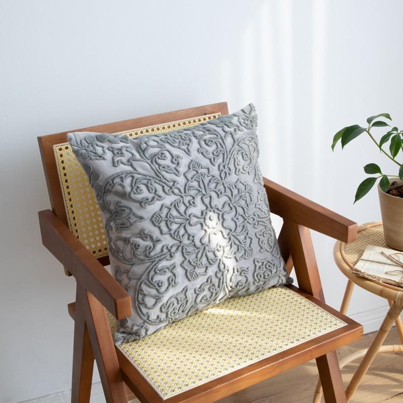 Luxury Cotton Linen Velvet Embroidered 3D Hollow Pillow Cover 45x45cm Sofa Decor Christmas New Home