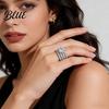 Sparkly Rhinestone Rings 2Pcs Band Women Cubic Zirconia Ring Fashion