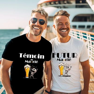 French Evg Future Team Groom Man T-shirt Boyfriend Single Farewell Bachelor Party Tshirt Funny Beer Graphic Tops Wedding Tees