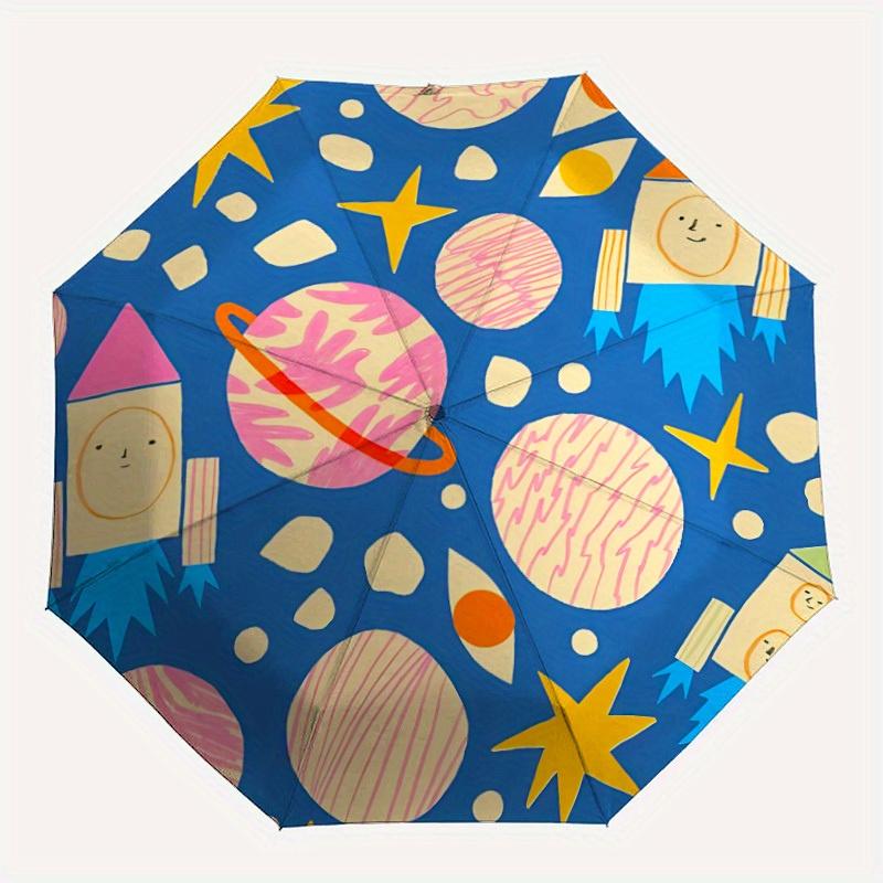 

1pc Space Theme Print Automatic Folding Umbrella, Portable & Foldable Design with 8 Ribs, Casual Outdoor Accessory yy250729134