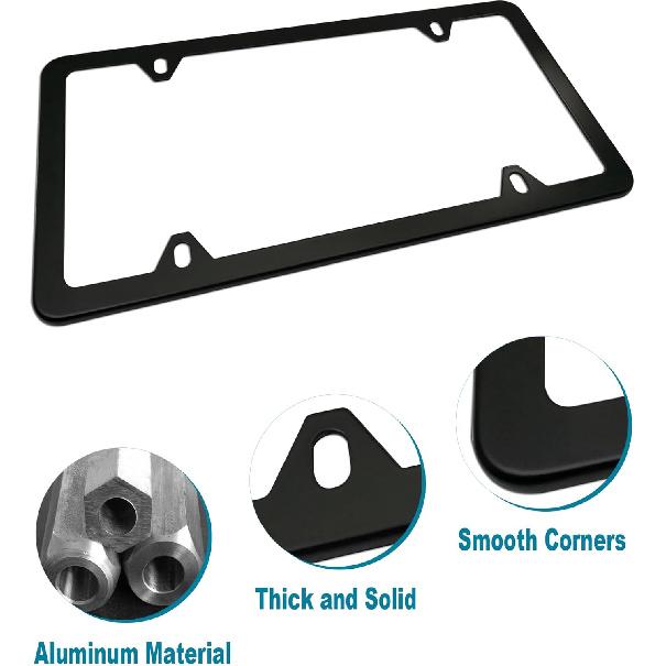 American Flag License Plate For Front Bumper, Black Aluminum Car Tag Frame Cover With 3D Embossed USA Flag Pattern, With Screws, Metal Decals