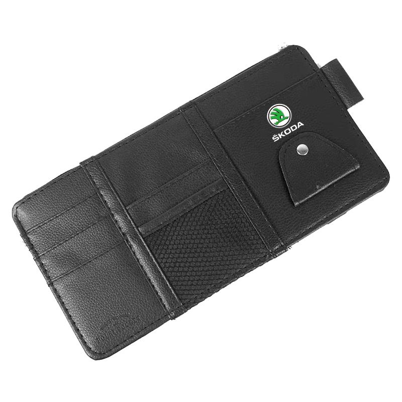 Car Sun Visor Point Type Multi-function Storage Bag Car Accessories For Skoda Octavia Superb Rapid Kodiaq Karoq Fabia Kamiq Roomster Citigo