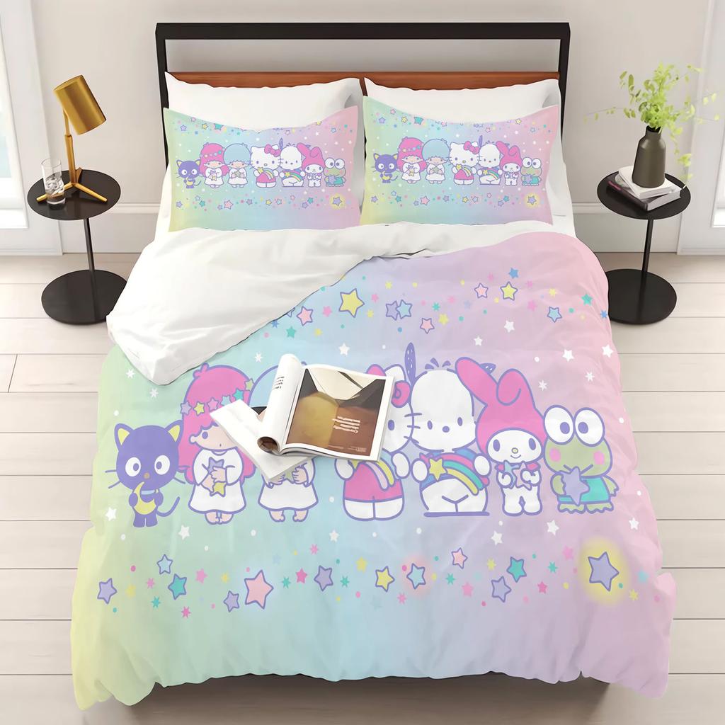 Sanrio Series 3-Piece  One Piece Bedding Set Comforte Luxus  Exquisite Birthday Gift  Polyester Home Decor