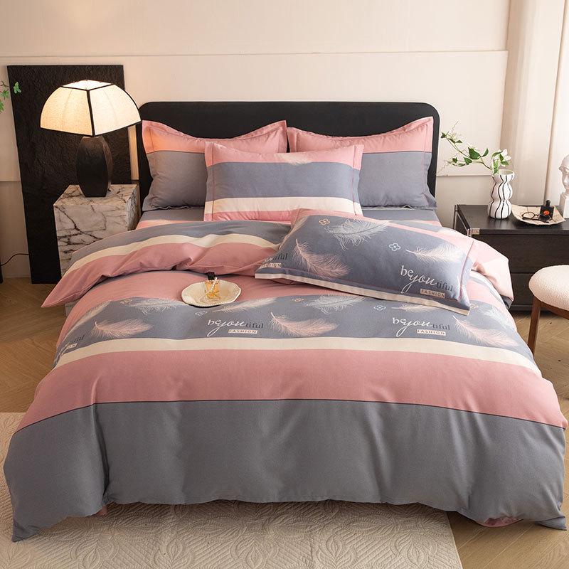 Thickened Brushed Pure Cotton Autumn/Winter Bedding Set - All-Season Universal (Four-Piece & Three-Piece Options)