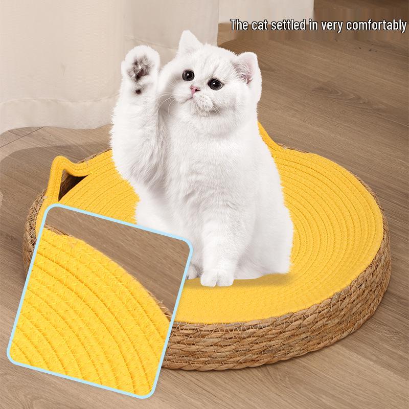 Dual-Use Rattan Cat Bed & Scratch Board - Large, Durable, Scratch-Resistant, All-Season, Dander-Proof